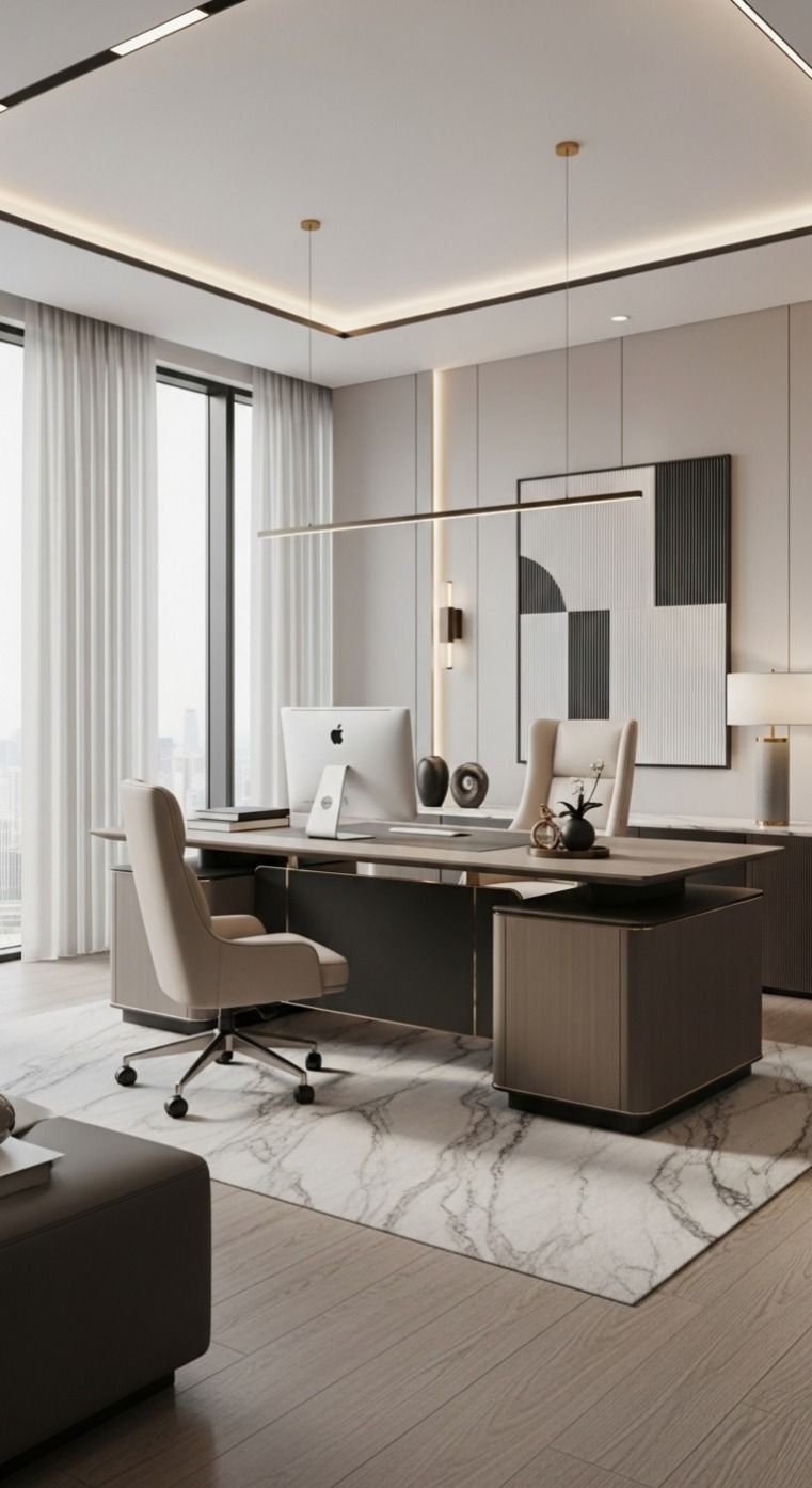 Modern MD Chamber with Private VIP Leather Sofa Meeting Lounge #108